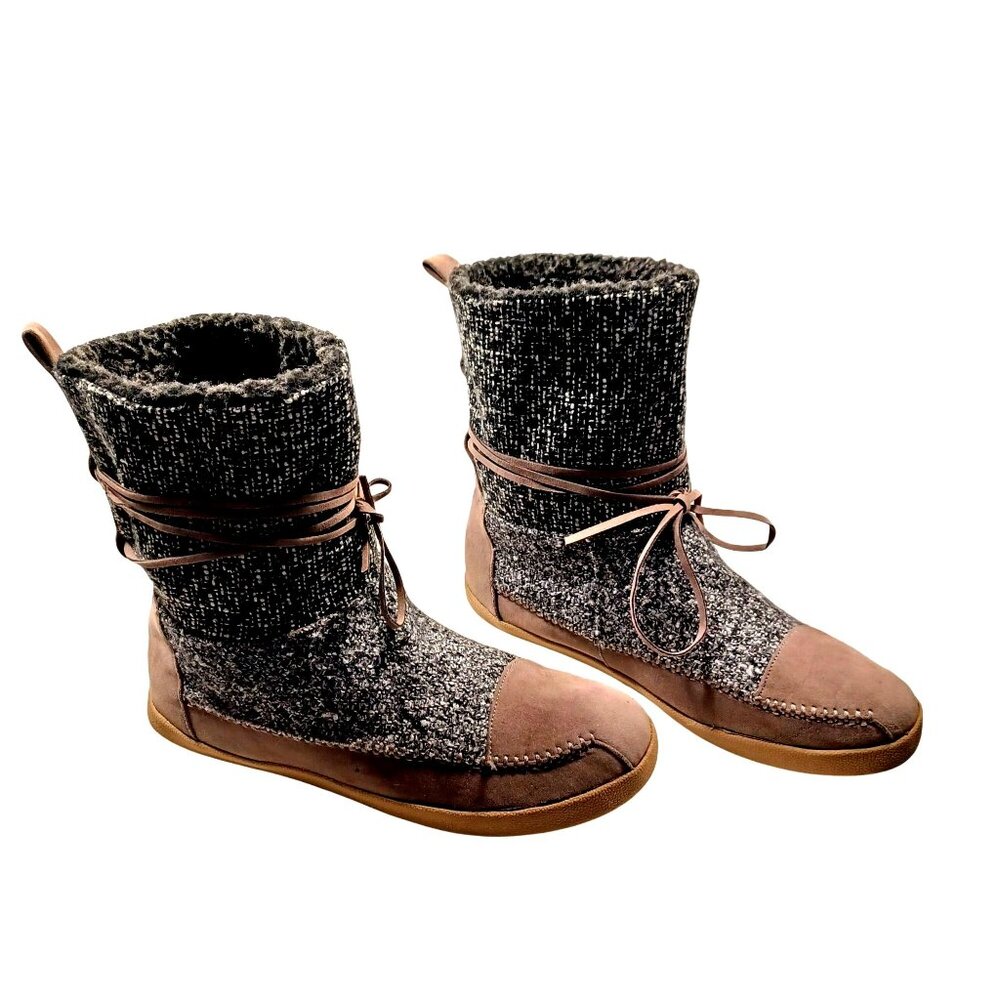 Madden Girl Cozy Cabincore Sherpa Lined Tweed Rustic Ankle Boots Womens Sze 8.5